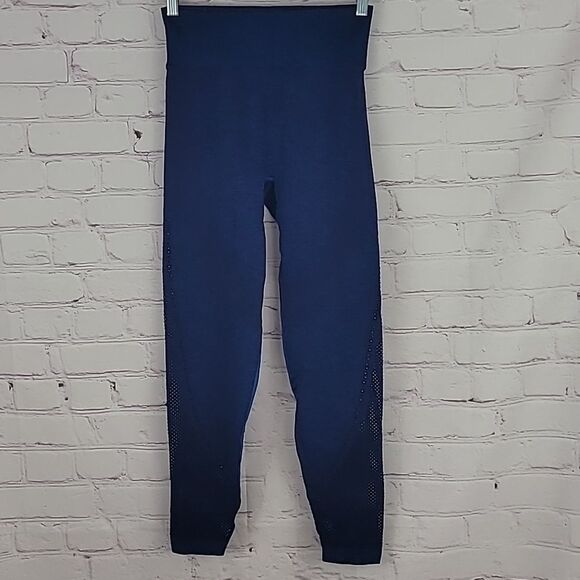 PINK Victoria's Secret Heathered Blue/Black Active/Workout Leggings. Size Medium - Picture 2 of 10